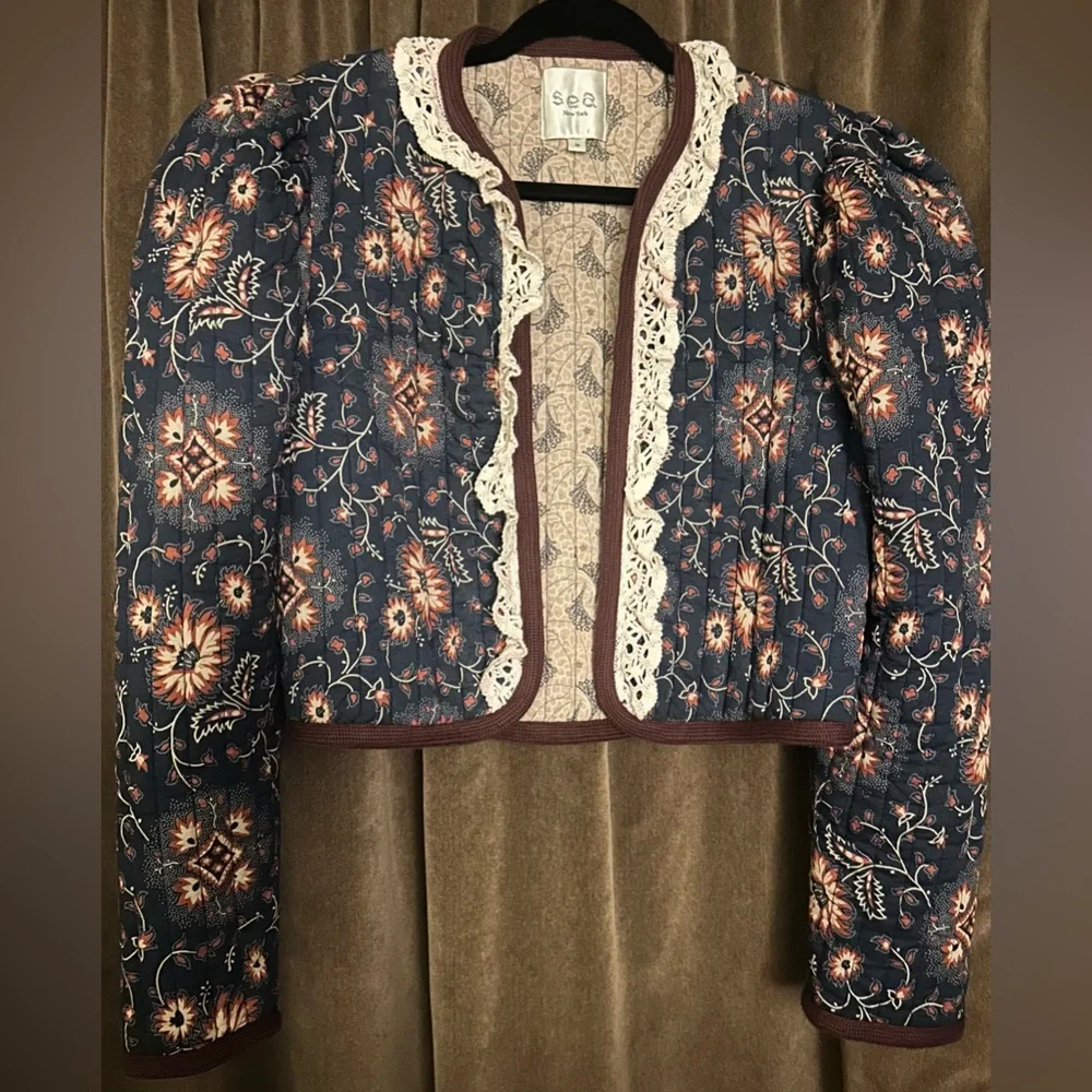 NWOT Sea New York Blue Robina Quilted Jacket - Picture 3 of 7